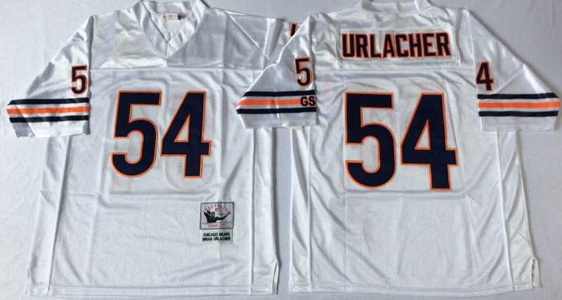 Bears 54 Brian Urlacher White M&N Road Throwback Jersey->nfl m&n throwback->NFL Jersey